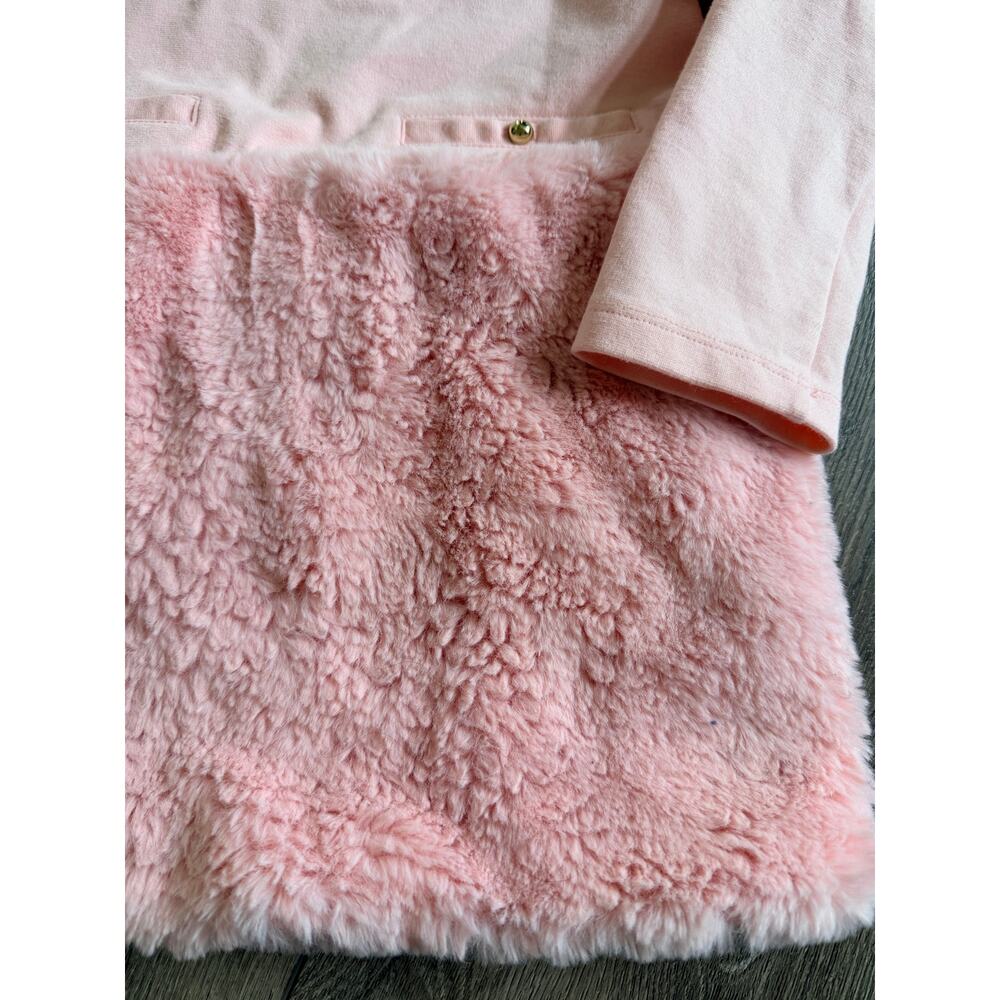 Janie and Jack Girls Pink Faux Fur Ponte Dress - Size 8 - Cozy & Chic - Picture 3 of 7